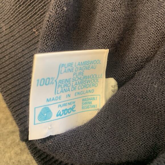 Vtg Pringle of Scotland Sweater Mens 44 Large Cardigan Blue 100% Lambswool - Picture 9 of 11